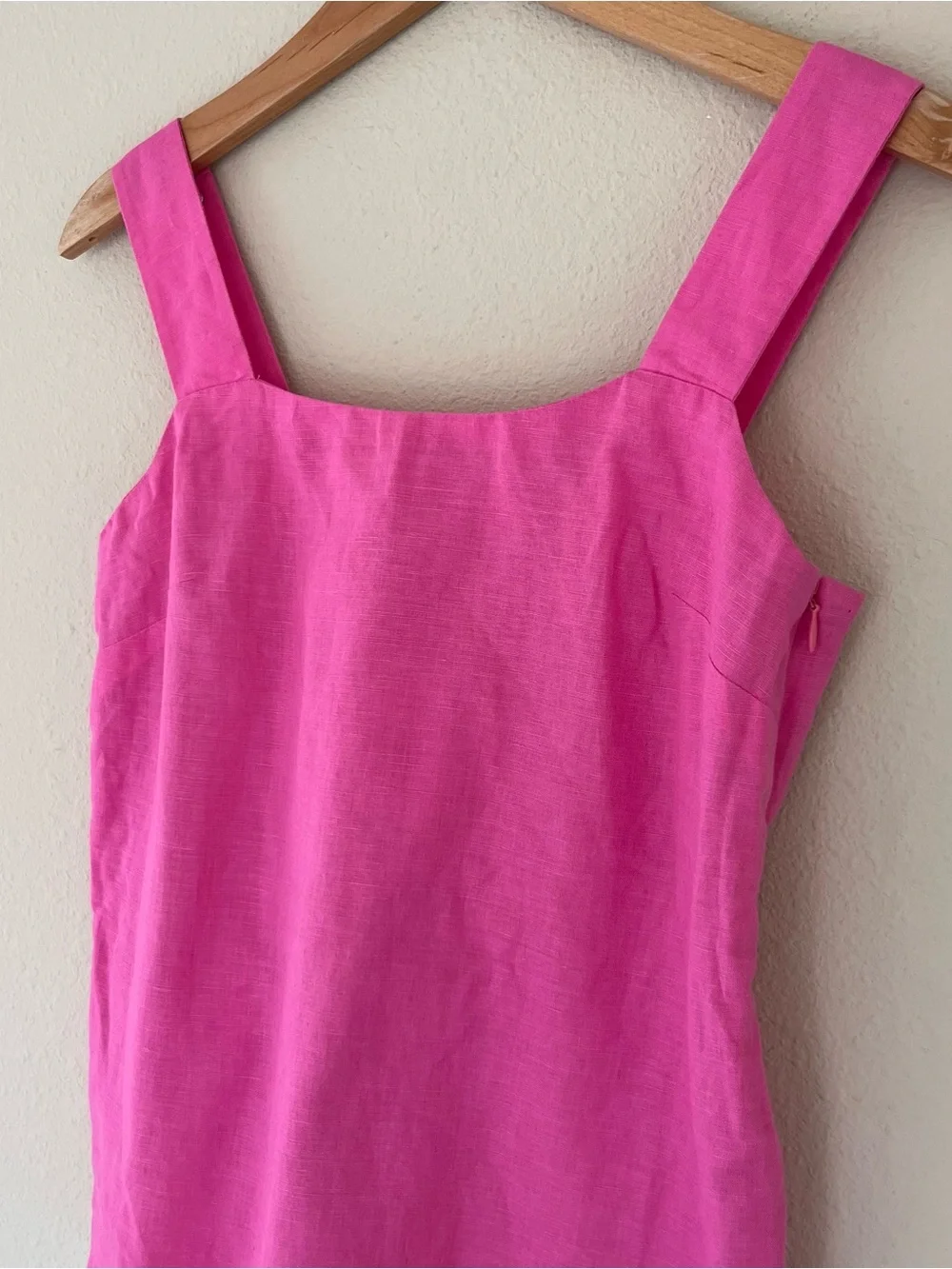 J Crew Linen‎ Blend Squareneck Tank Top XXS Pink Vacation Summer Coastal NWT